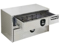 Buyers Products 1712200 20" x 18" x 24" Diamond Tread Aluminum 3-Point Latch Underbody Toolbox with Drawer - BUY 1712200