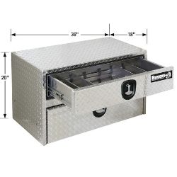 Buyers Products 1712205 20" x 18" x 36" Aluminum Underbody Toolbox with Drawer, Aluminum Recessed Door and 2 T-Handle Latches - BUY 1712205