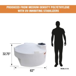 Buyers Products 82124649 63-5/16" X 52.5" X 32.75" 325 Gallon Polyethylene Storage Tank - BUY 82124649