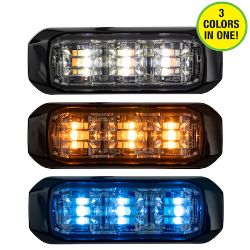 Buyers Products 8890928 3-1/2 Inch Wide Angle Tri-Color LED Strobe Light, Amber/Blue/Clear 