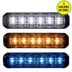 Buyers Products 8891828 5 Inch Wide Angle Tri-Color LED Strobe Light, Amber/Blue/Clear 