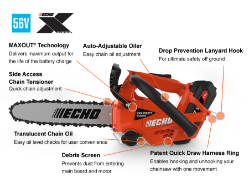 ECHO DCS-2500TN-12BT 56V Top Handle Chainsaw w/ 80TXL Bar & Chain Bare Tool - ECH DCS-2500TN-12BT