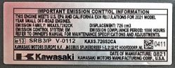 Kawasaki FX651V-R00S 651cc 1-1/8" x 4-9/32" 20.5hp Engine w/ Snorkel Air Filter - KAW FX651V-CR00S