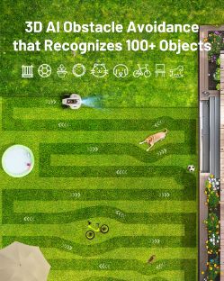 Mammation YUKA 2000 Robot Lawn Sweeping Mower w/ 3D Vision, 0.75 Acre Mowing Capacity, 1.2-4" Adjustable Cutting Height, & 45% Slope - MAM Yuka 2000