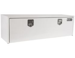 Buyers Products 1702215 18" x 18" x 60" White Steel Underbody Drop Door Toolbox with 2 Rotary Paddle Latches - BUY 1702215