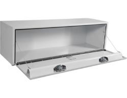 Buyers Products 1702415 18" x 18" x 60" White Steel Underbody Drop Door Toolbox with 2 T-Handle Latches - BUY 1702415