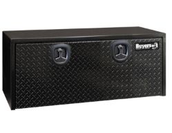 Buyers Products 1702510 18" x 18" x 48" Black Steel Underbody Aluminum Drop Door Toolbox with Die-Cast T-Handle Compression Latch - BUY 1702510