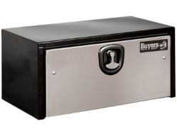 Buyers Products 1703703 14" x 16" x 30" Black Steel Underbody Toolbox with Stainless Steel Door - BUY 1703703