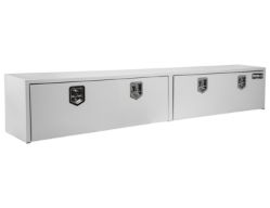 Buyers Products 1702860 16" x 13" x 96" White Steel Topside Toolbox with 2 T-Handle Latches - BUY 1702860