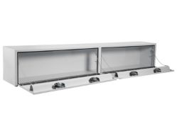 Buyers Products 1702860 16" x 13" x 96" White Steel Topside Toolbox with 2 T-Handle Latches - BUY 1702860