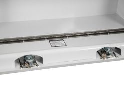 Buyers Products 1702860 16" x 13" x 96" White Steel Topside Toolbox with 2 T-Handle Latches - BUY 1702860