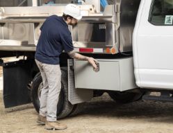 Buyers Products 1702910 18" x 18" x 48" Primered Steel Underbody Drop Door Toolbox with 2 T-Handle Latches - BUY 1702910