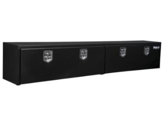Buyers Products 1702960 16" x 13" x 96" Black Steel Topside Toolbox with 2 T-Handle Latches 