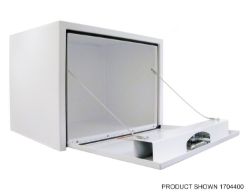 Buyers Products 1703400 14" x 16" x 24" White Steel Underbody Drop Door Toolbox with T-Handle Latch - BUY 1703400