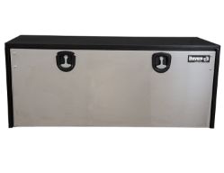 Buyers Products 1704715 24" x 24" x 60" Black Steel Underbody Toolbox with Stainless Steel Door and 2 T-Handle Latches - BUY 1704715