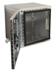 Buyers Products 1705201 18" x 18" x 18" Aluminum Barn-Door Style Underbody Toolbox with Left Swing Single Door and T-Handle Latch 