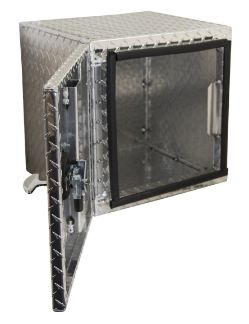 Buyers Products 1705200 18" x 18" x 24" Aluminum Barn-Door Style Underbody Toolbox with Left Swing Single Door and T-Handle Latch - BUY 1705200