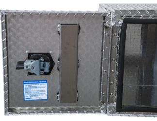 Buyers Products 1705210 18" x 18" x 48" Aluminum Diamond Tread Double Barn-Door Style Underbody Toolbox 