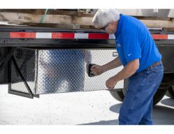 Buyers Products 1702250 24" x 24" x 60" Aluminum Diamond Tread Double Barn-Door Style Underbody Toolbox - BUY 1702250