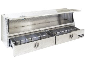 Buyers Products 1705651 21" x 13.5"/11.5" x 88" Contractor Style Diamond Tread Aluminum Topside Toolbox with Drawers 