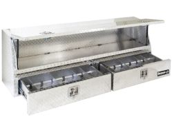 Buyers Products 1705651 21" x 13.5"/11.5" x 88" Contractor Style Diamond Tread Aluminum Topside Toolbox with Drawers - BUY 1705651