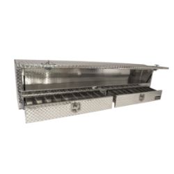 Buyers Products 1705651 21" x 13.5"/11.5" x 88" Contractor Style Diamond Tread Aluminum Topside Toolbox with Drawers - BUY 1705651