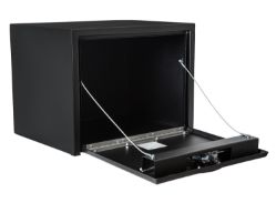 Buyers Products 1732500 18" x 18" x 24" Textured Matte Black Steel Underbody Drop Door Truck Box with 3-Point Latch - BUY 1732500