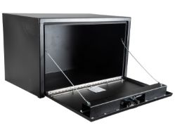 Buyers Products 1732503 18" x 18" x 30" Textured Matte Black Steel Underbody Drop Door Truck Box with 3-Point Latch - BUY 1732503