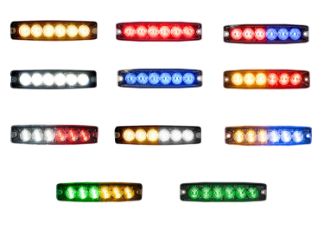 Buyers Products 8892202 5.14" 6 LED Amber/Clear Thin Mount Horizontal Strobe Light 