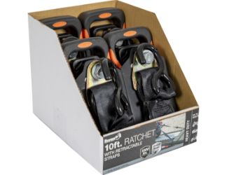 Buyers Products 5483105 2" x 10 Black Retractable Ratchet Strap - Vinyl Coated S-Hooks 
