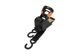 Buyers Products 5483105 2" x 10' Black Retractable Ratchet Strap - Vinyl Coated S-Hooks - BUY 5483105