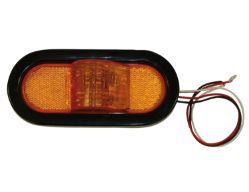 Buyers Products 5626209 6-1/2" 9 LED Amber Oval Mid Turn/Side Marker & Reflector with Grommet and PL3 Plug - BUY 5626209