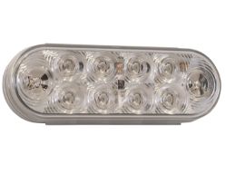Buyers Products 5626553 6-1/2" 10 Red LED Clear Lens Oval Stop/Turn/Tail Light PL3 Plug - BUY 5626553