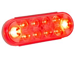Buyers Products 5626553 6-1/2" 10 Red LED Clear Lens Oval Stop/Turn/Tail Light PL3 Plug - BUY 5626553