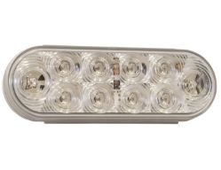 Buyers Products 5626553 6-1/2" 10 Red LED Clear Lens Oval Stop/Turn/Tail Light PL3 Plug - BUY 5626553