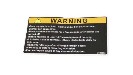 Bobcat 2000572 Blades Warning Label 