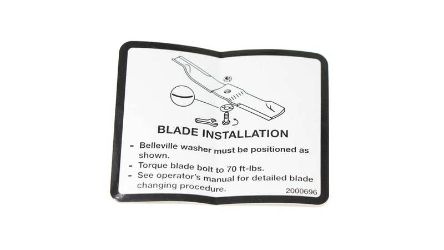 Bobcat 2000696 Blade Install Lable 