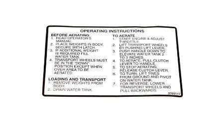 Bobcat 2703117 OP LA Instructions Decal 