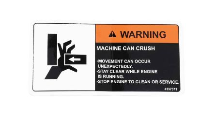Bobcat 4137371 Crush Warning Label 