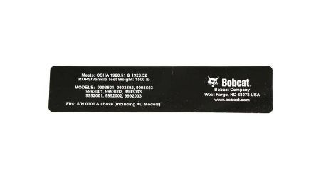 Bobcat 7437567 Rops Test Info Label 