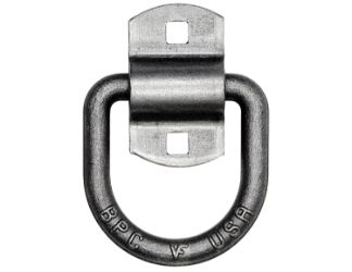 Buyers Products B38ZW 1/2" Forged White Zinc Plated Lashing D-Ring with 2-Hole Mounting Bracket - 2-1/2" x 2-3/8" 