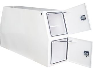 Buyers Products BP855924W 59" x 24" x 85" White Steel B-Pack Toolbox - Flat Floor, No Offset 