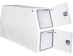 Buyers Products BP855924W 59" x 24" x 85" White Steel B-Pack Toolbox - Flat Floor, No Offset - BUY BP855924W