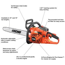 ECHO CS-4010-18 18" 41.6cc Recoil Start Rear Handle Gas Chainsaw  - ECH CS-4010-18