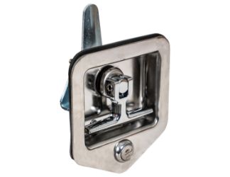 Buyers Products L8855 Folding T-Handle Latch with Single Latch Point and Blind Studs Gasket and Cylinder with Keys 
