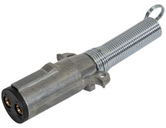 Buyers Products TC2002 2-Pin Metal Trailer Connector with Cable Guard Spring, Horizontal - Trailer End 