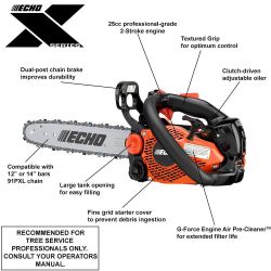 ECHO CS-2511T-14 14" 25cc Recoil Start Lightweight Top Handle Gas Chainsaw - ECH CS-2511T-14