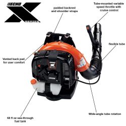ECHO PB-770T 63.3cc 234mph 756CFM Gas Backpack Leaf Blower w/ Tube-Mounted Throttle - ECH PB-770T