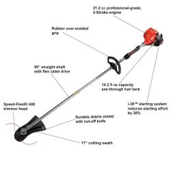 ECHO SRM-225 21.2cc Straight Shaft String Trimmer w/ i-30 Easy Start System - ECH SRM-225