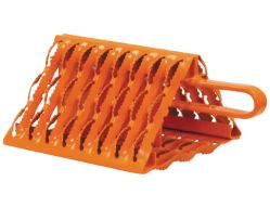 Buyers Products WC091061 Orange Powder Coated Galvanized Steel Wheel Chock with Handle - 9" x 10" x 6" - BUY WC091061